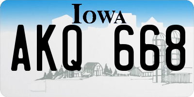 IA license plate AKQ668