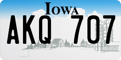 IA license plate AKQ707