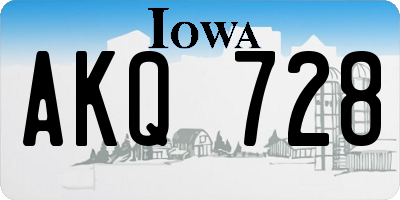 IA license plate AKQ728