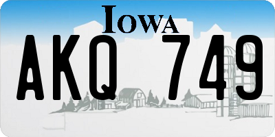 IA license plate AKQ749