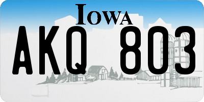IA license plate AKQ803