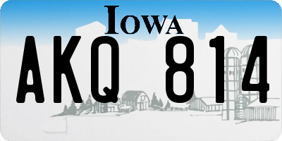 IA license plate AKQ814