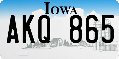 IA license plate AKQ865