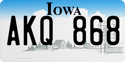 IA license plate AKQ868