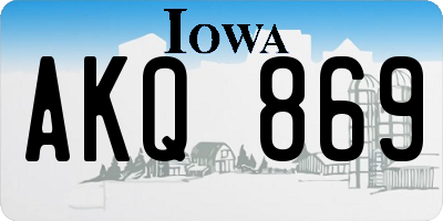 IA license plate AKQ869