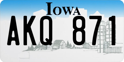 IA license plate AKQ871