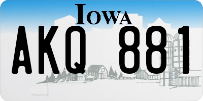 IA license plate AKQ881
