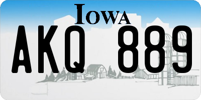 IA license plate AKQ889