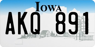 IA license plate AKQ891
