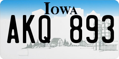 IA license plate AKQ893