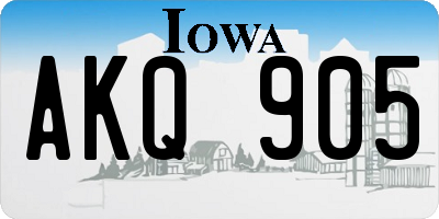 IA license plate AKQ905