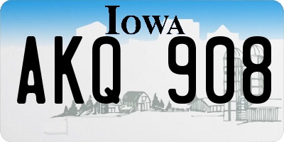 IA license plate AKQ908