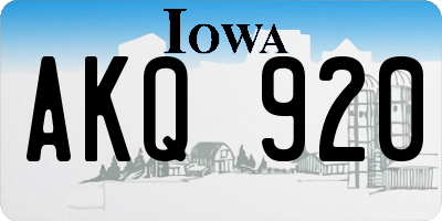 IA license plate AKQ920