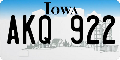 IA license plate AKQ922
