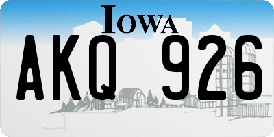 IA license plate AKQ926