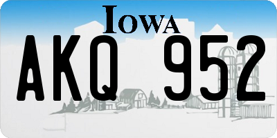 IA license plate AKQ952
