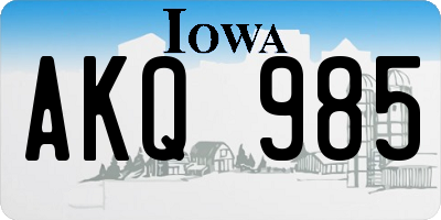 IA license plate AKQ985