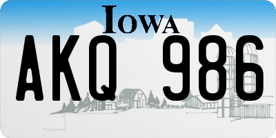 IA license plate AKQ986