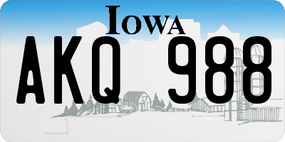 IA license plate AKQ988