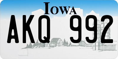 IA license plate AKQ992