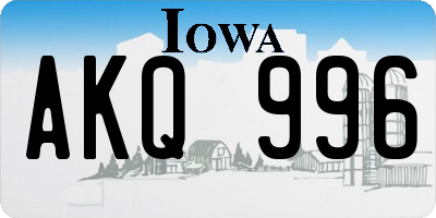 IA license plate AKQ996