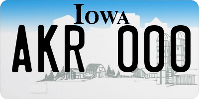 IA license plate AKR000