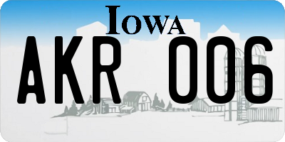 IA license plate AKR006