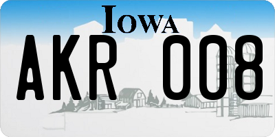 IA license plate AKR008