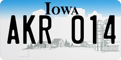 IA license plate AKR014