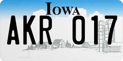 IA license plate AKR017