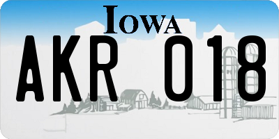 IA license plate AKR018