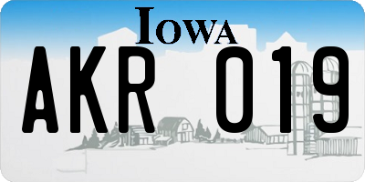 IA license plate AKR019