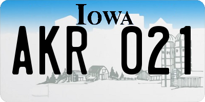 IA license plate AKR021