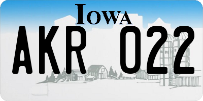 IA license plate AKR022