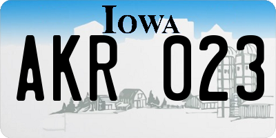 IA license plate AKR023