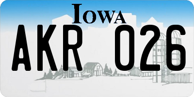 IA license plate AKR026