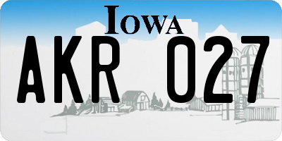 IA license plate AKR027