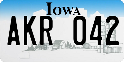 IA license plate AKR042