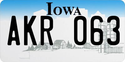 IA license plate AKR063