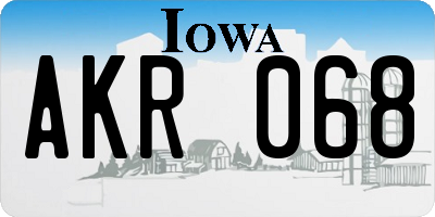 IA license plate AKR068