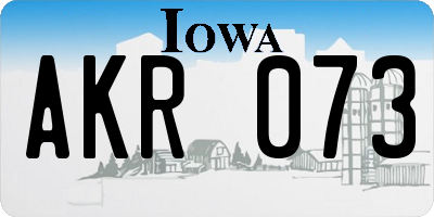 IA license plate AKR073
