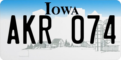 IA license plate AKR074