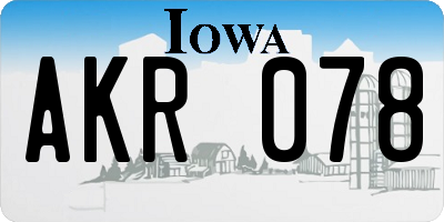 IA license plate AKR078