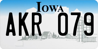IA license plate AKR079