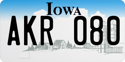 IA license plate AKR080