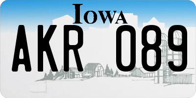 IA license plate AKR089