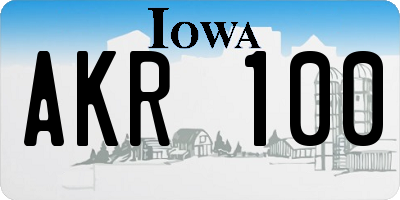 IA license plate AKR100