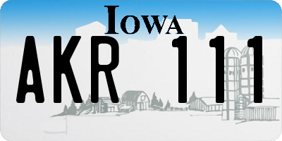 IA license plate AKR111
