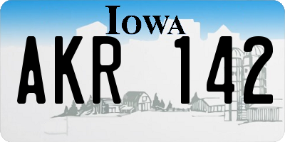 IA license plate AKR142