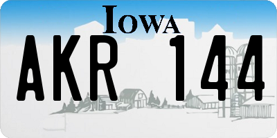 IA license plate AKR144